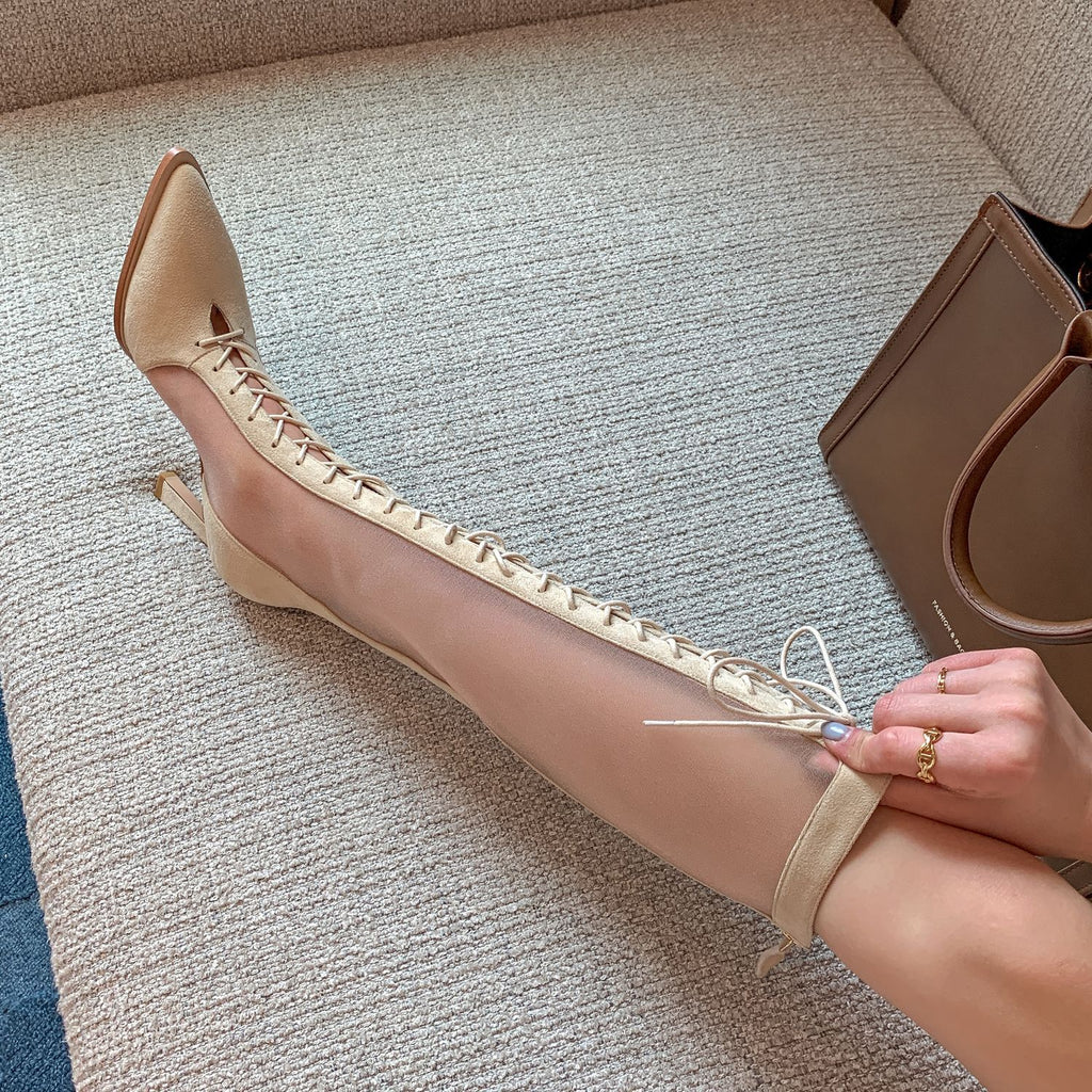 Stilettos mit spitzen Zehen und Querband aus Mesh – Bild 3 | LuxeStyle