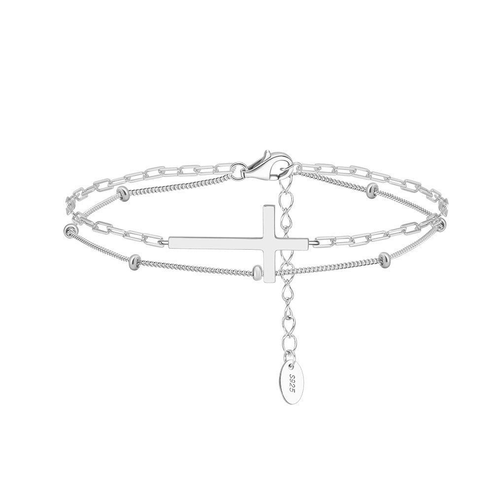 Doppellagiges Kreuzarmband aus 925er Silber – Bild 5 | LuxeStyle