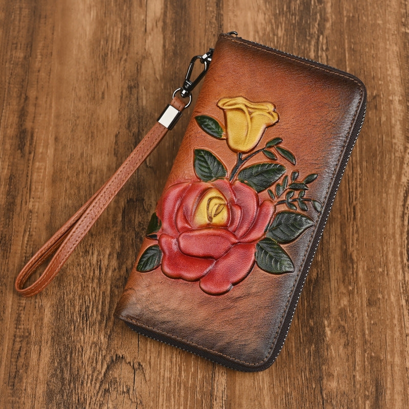 Vintage-gestanzte Gemüsegerbte Leder-Geldbörse – Bild 6 | LuxeStyle