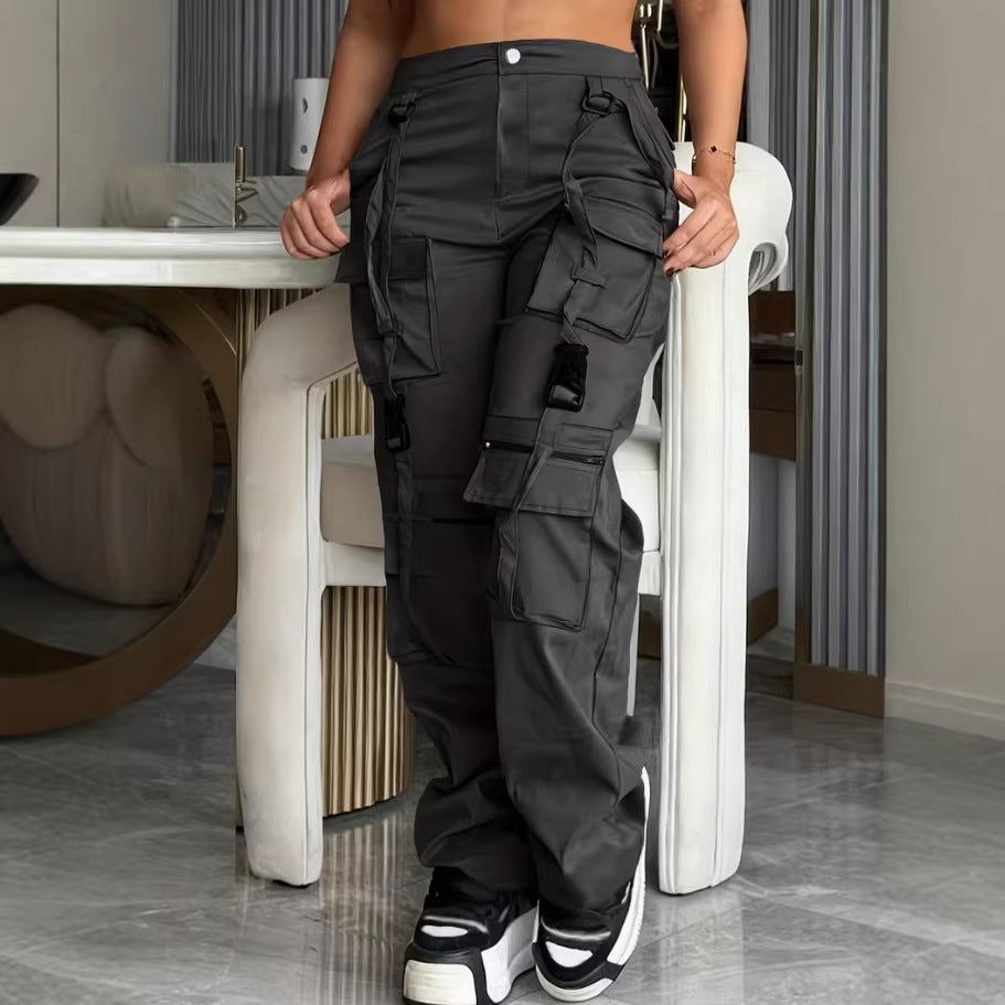 Freizeit-Hose mit weitem Bein – Schwarz