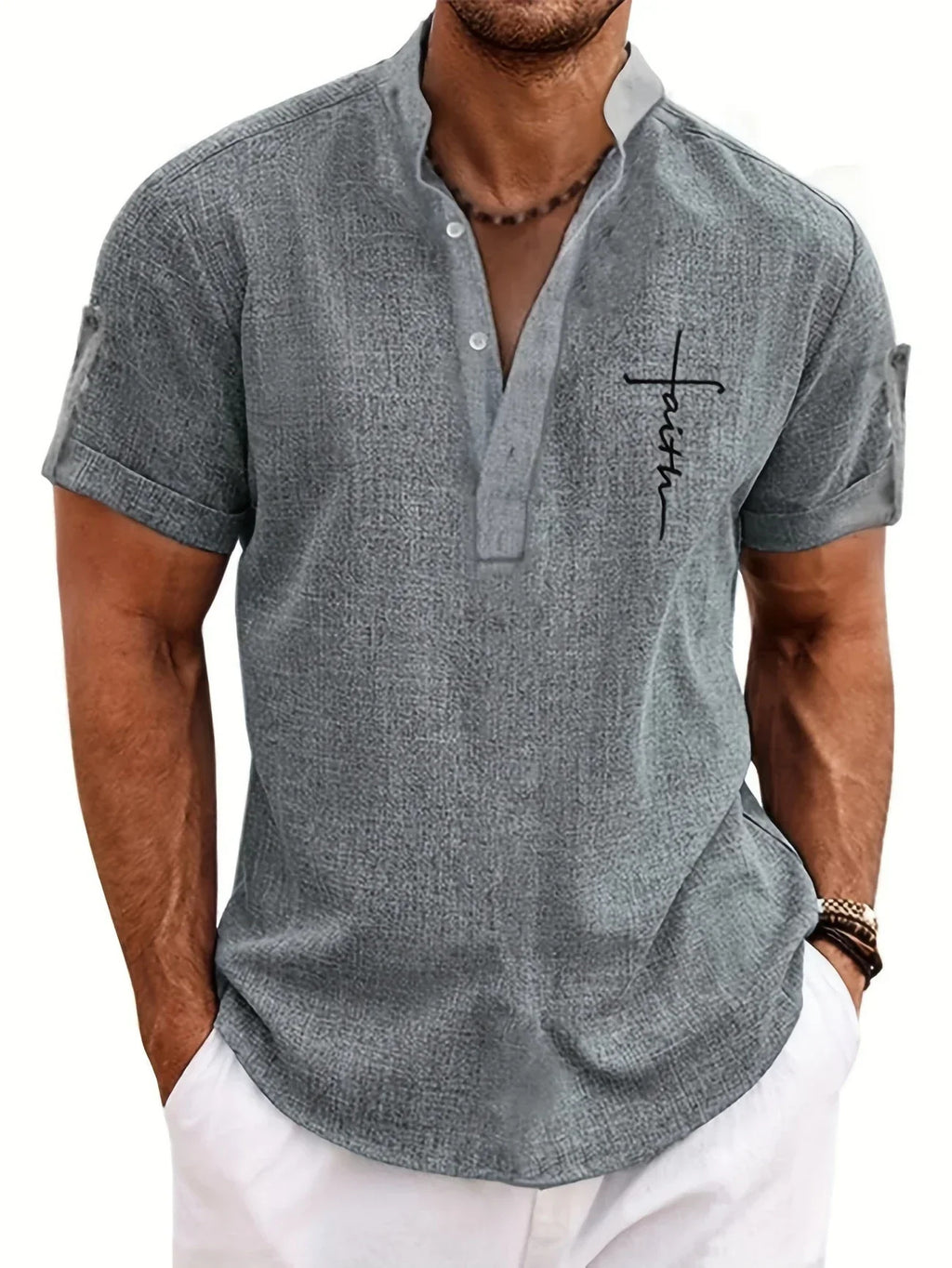 Freizeitanzug mit 3D-Print Polo-Shirt – Bild 9 | LuxeStyle