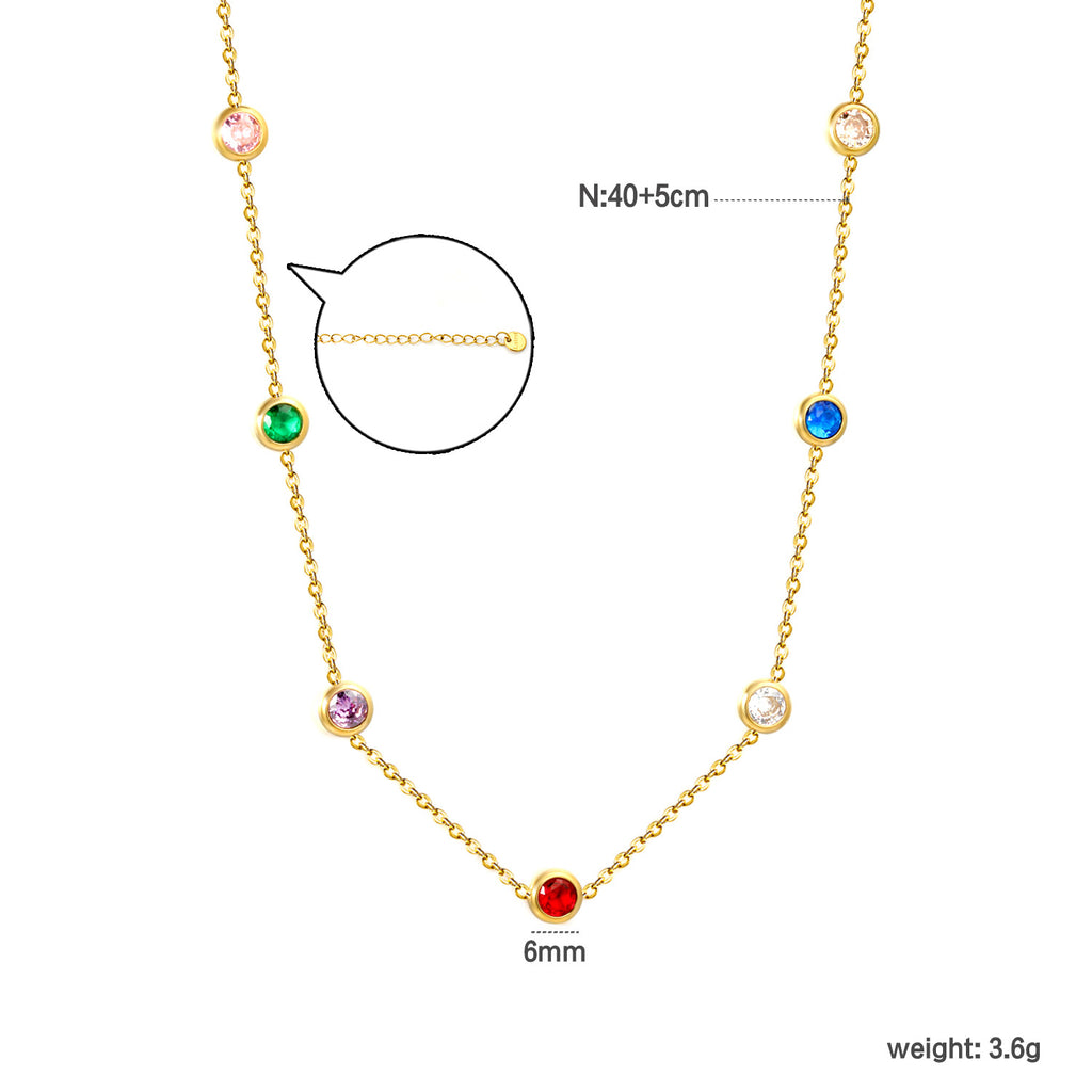 Halskette mit runden Diamant-Anhängern