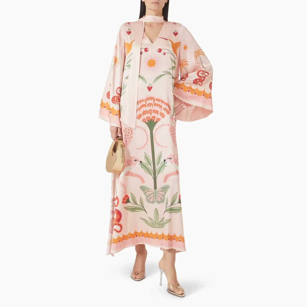 INS Langarm-Kleid mit flatternden Bändern – Bild 5 | LuxeStyle