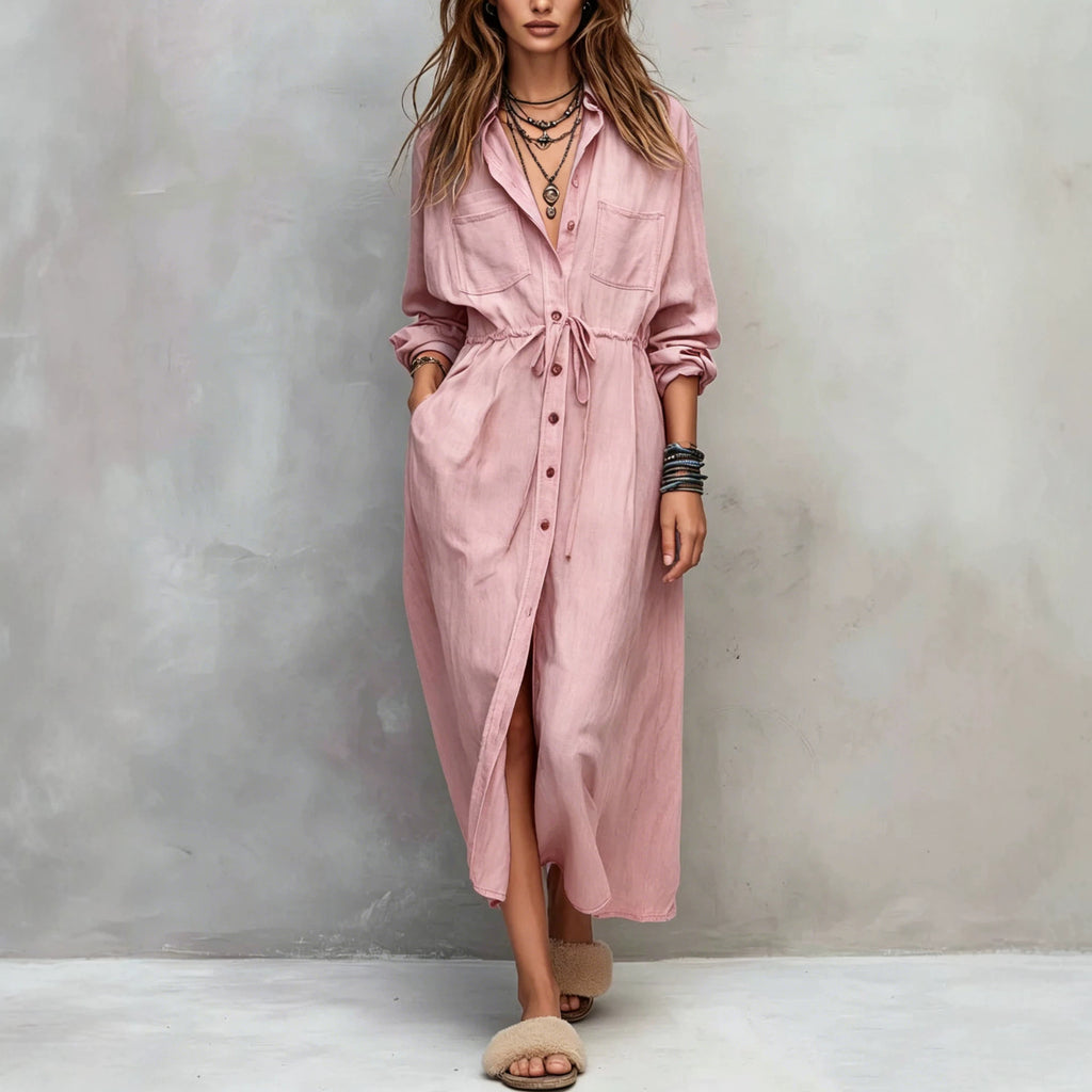 Hemdblusenkleid mit Kordelzug – Bild 7 | LuxeStyle