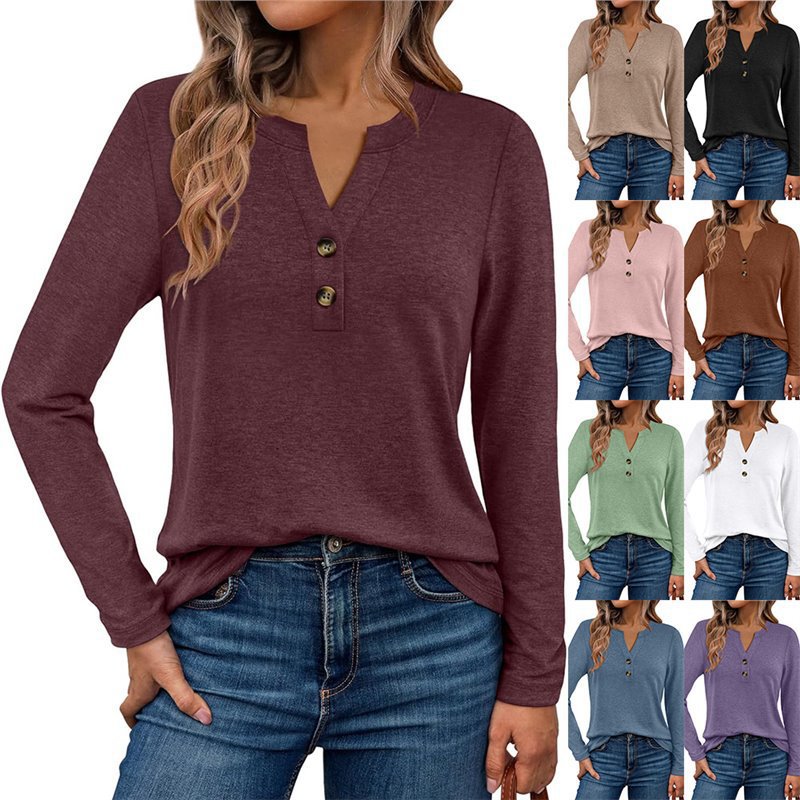 Langarm-V-Shirt für Damen