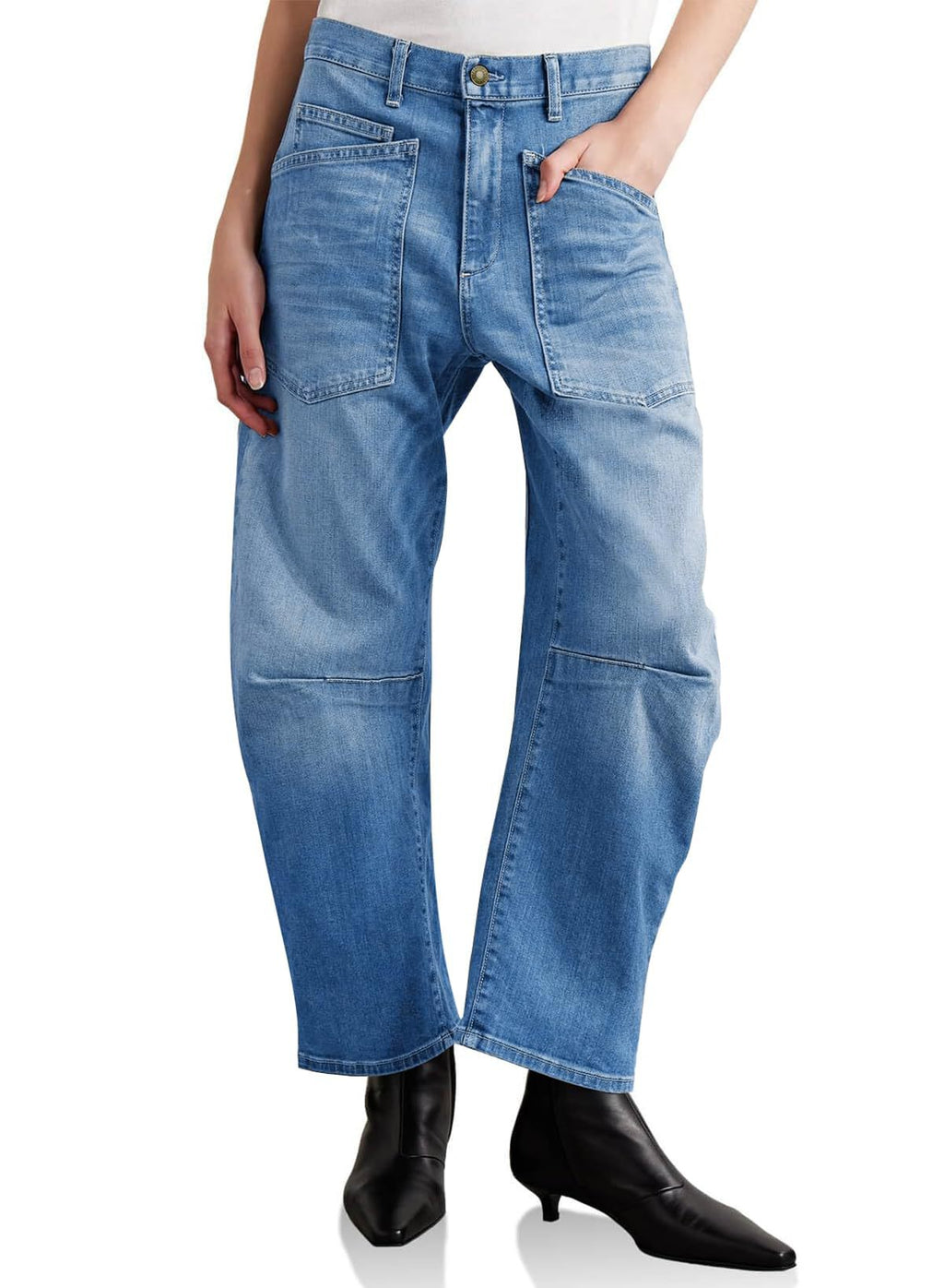 Modegewaschene High-Waist-Jeans für Damen
