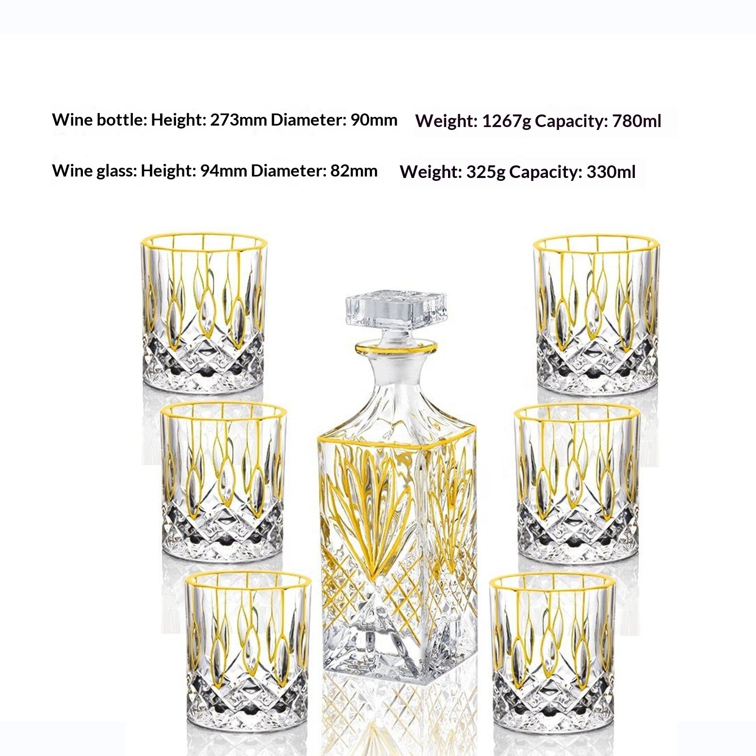 Whiskey-Set mit Goldrand