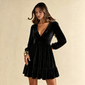 Elegant Samt Langarmkleid Damen