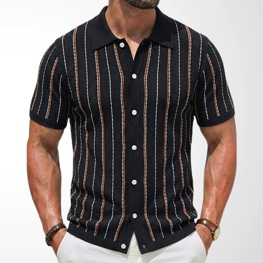 Gestreiftes Kurzarm-Stricktop für Herren
