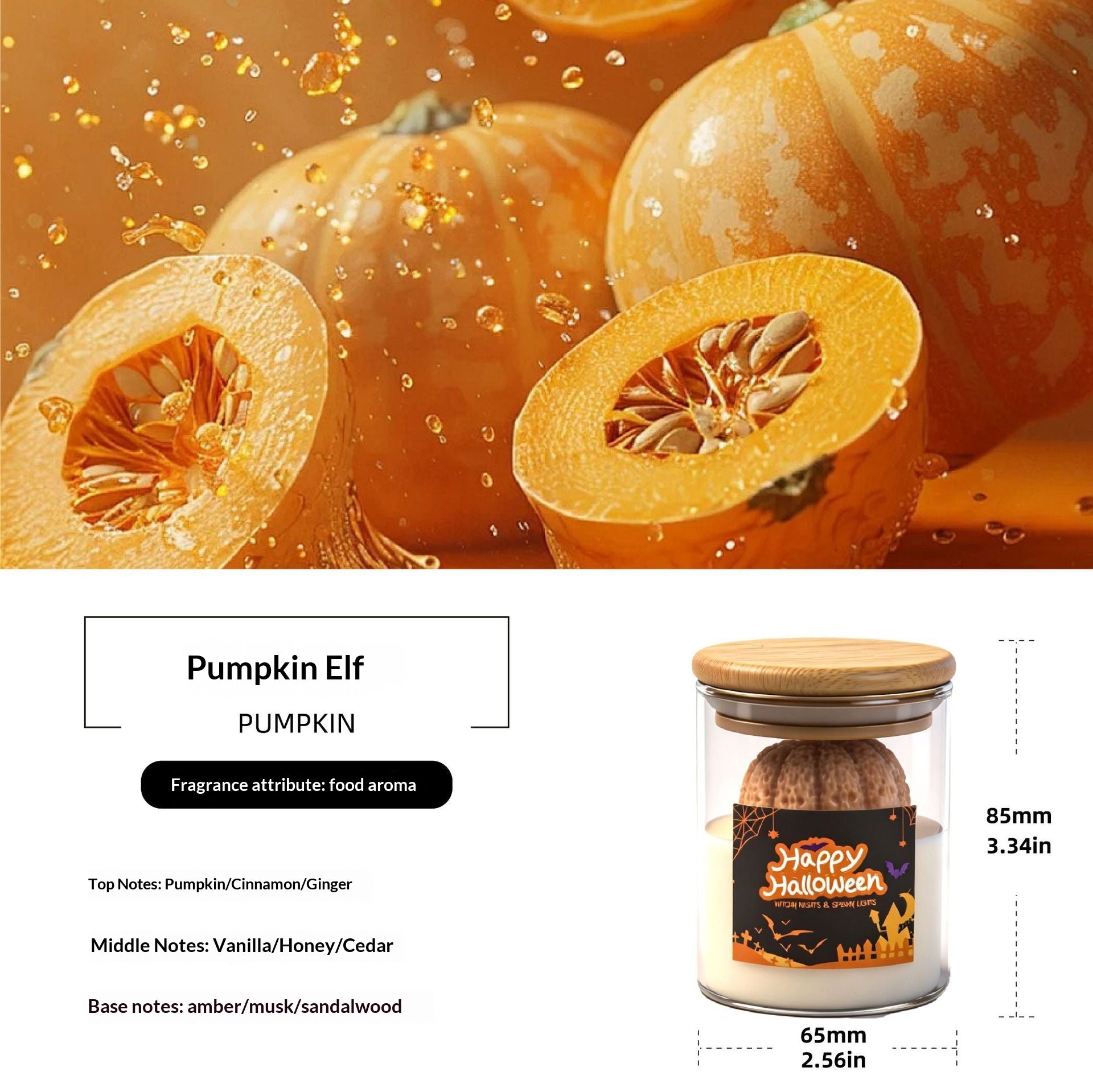 Halloween-Pumpkin-Kerzen,
           Naturkreme mit Pflanzenschaum