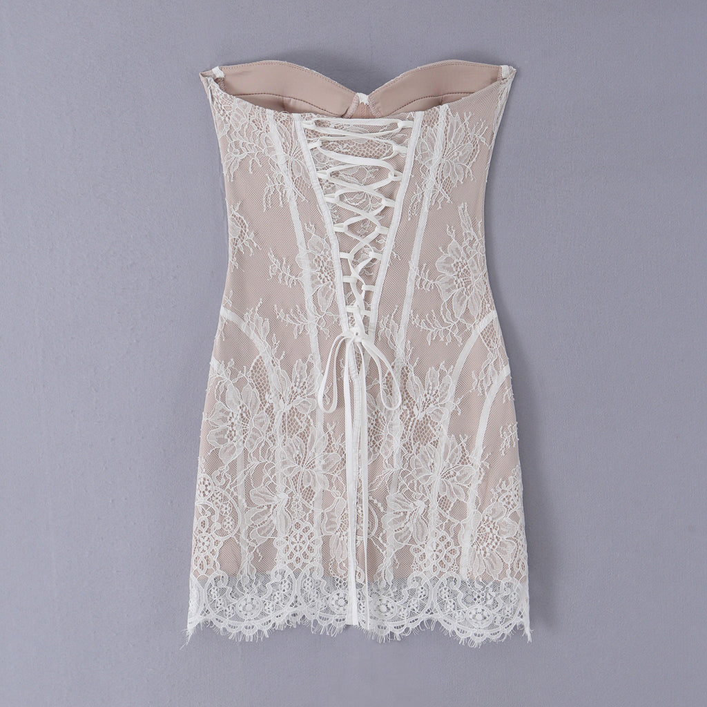 Schlauchhalter-Spitzenkleid Damen