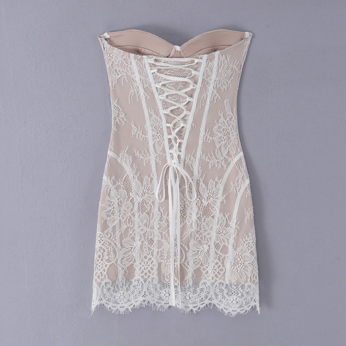 Schlauchhalter-Spitzenkleid Damen