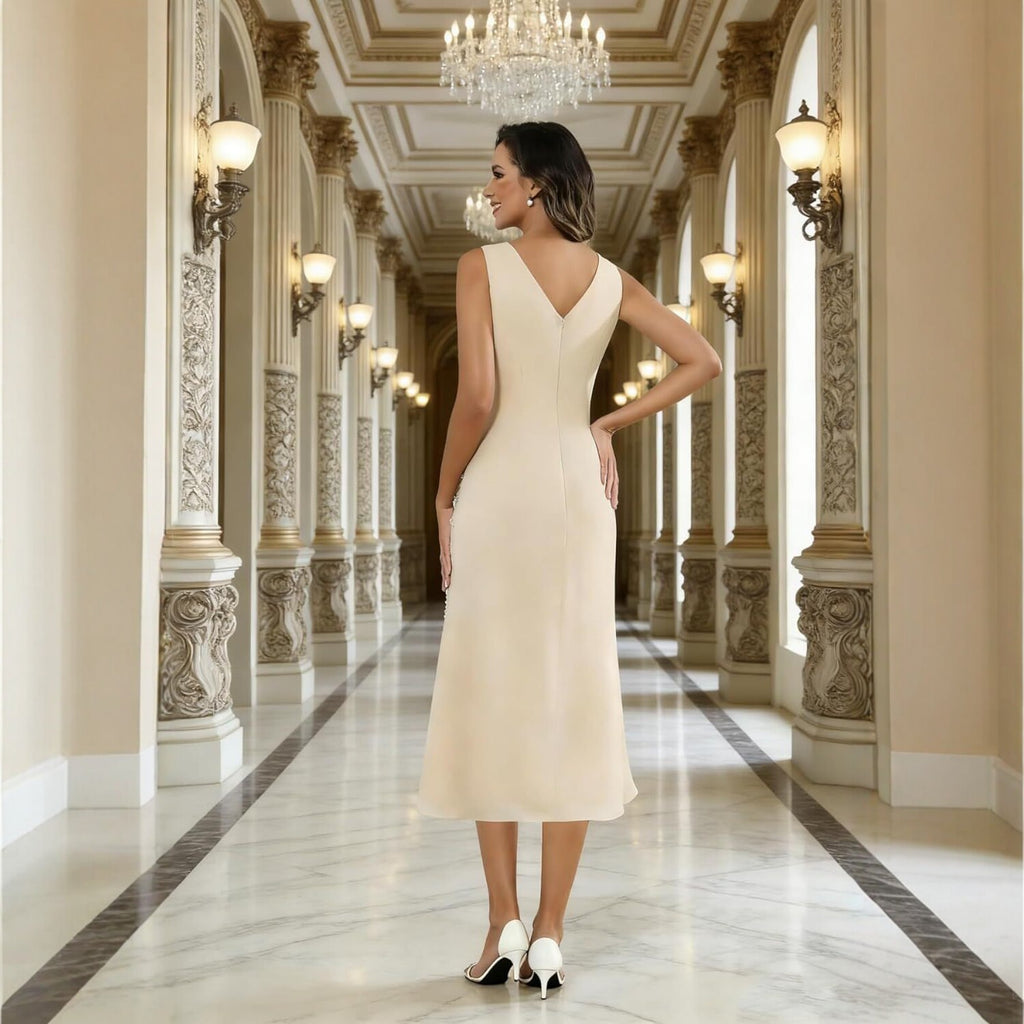 Elegantes figurbetontes Midi-Abendkleid