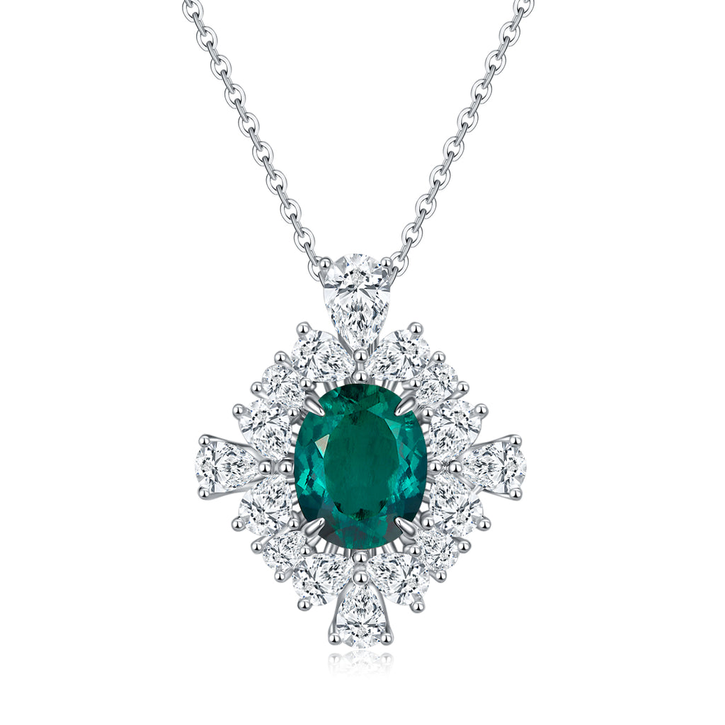 Edelstein-Anhänger «Blüten-Halo» · 925 Silber