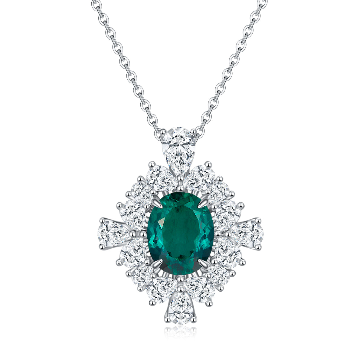 Edelstein-Anhänger «Blüten-Halo» · 925 Silber
