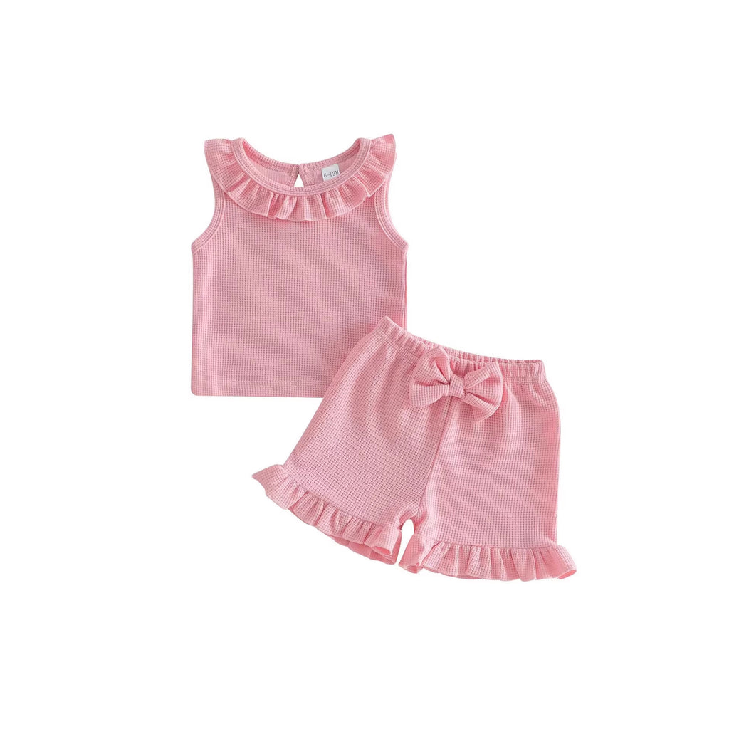 Einfarbiges Waffelstrick-Set für Babys – Bild 2 | LuxeStyle