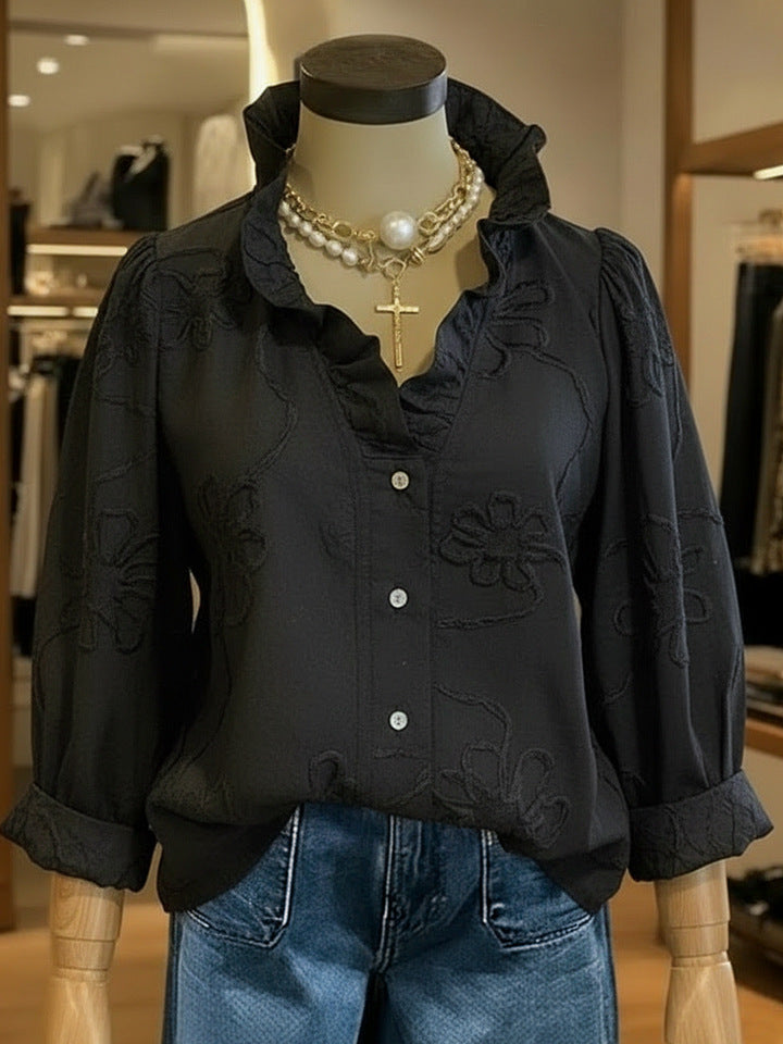 Bluse mit Lochstickerei – Bild 8 | LuxeStyle