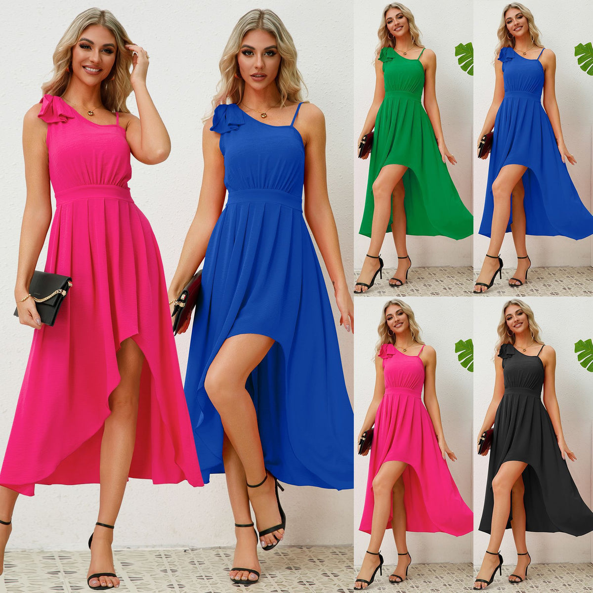 Elegantes Off-Shoulder Asymmetrisches Kleid – Bild 3 | LuxeStyle