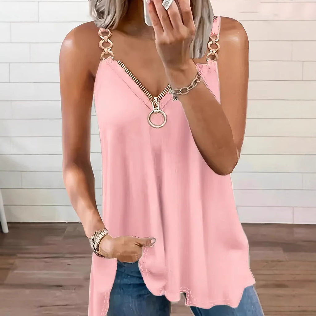 Ärmelloses Camisole mit V-Ausschnitt und Reissverschluss