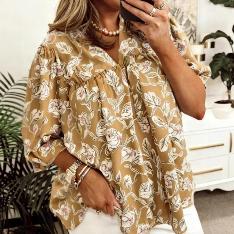 Elegantes Langarmshirt mit Blumenprint – Bild 7 | LuxeStyle