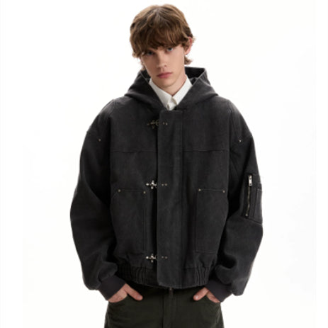 Vintage Kapuzenjacke mit Piloten-Schnalle | LuxeStyle