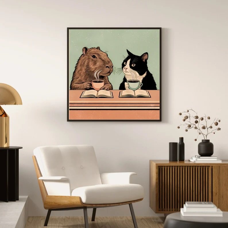 Gerahmtes Wandbild mit Katzenmotiv – Bild 7 | LuxeStyle