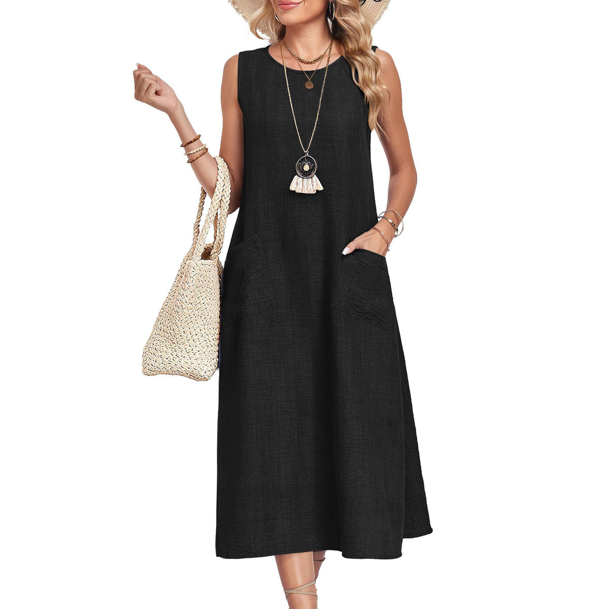 Ärmelloses Casual-Kleid mit Rundhals – Bild 2 | LuxeStyle