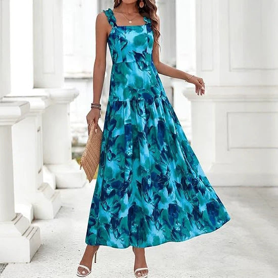 Damen-Sommerkleid ohne Ärmel, Blumenprint