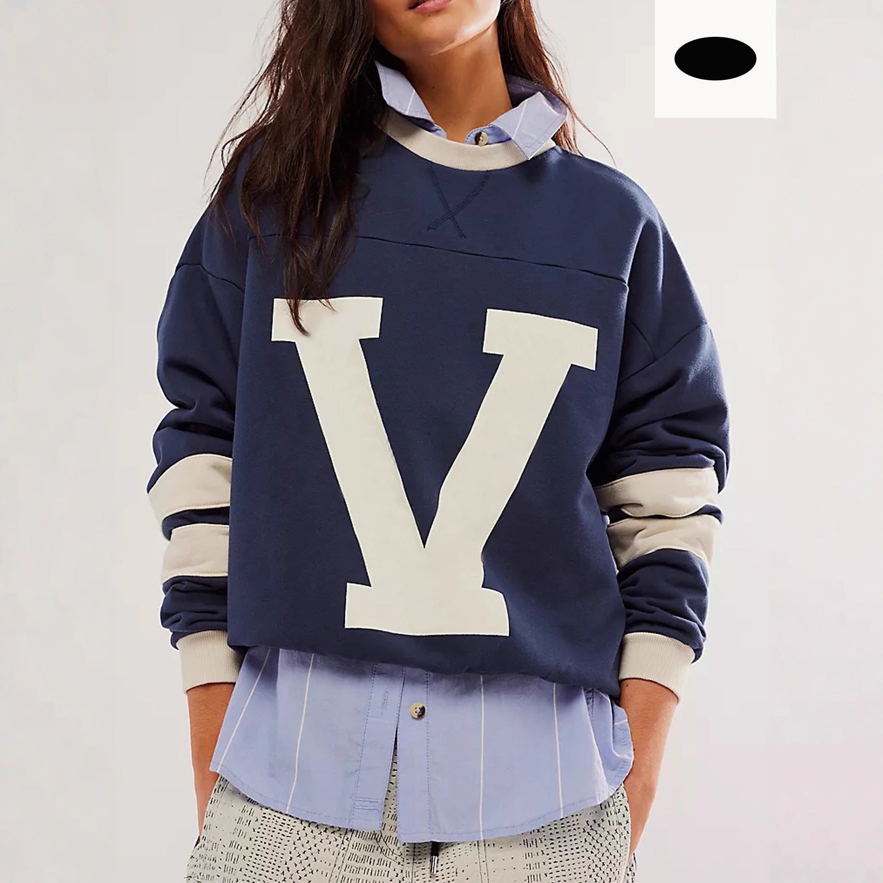 Color-Blocked Hoodie mit Letter-Print
