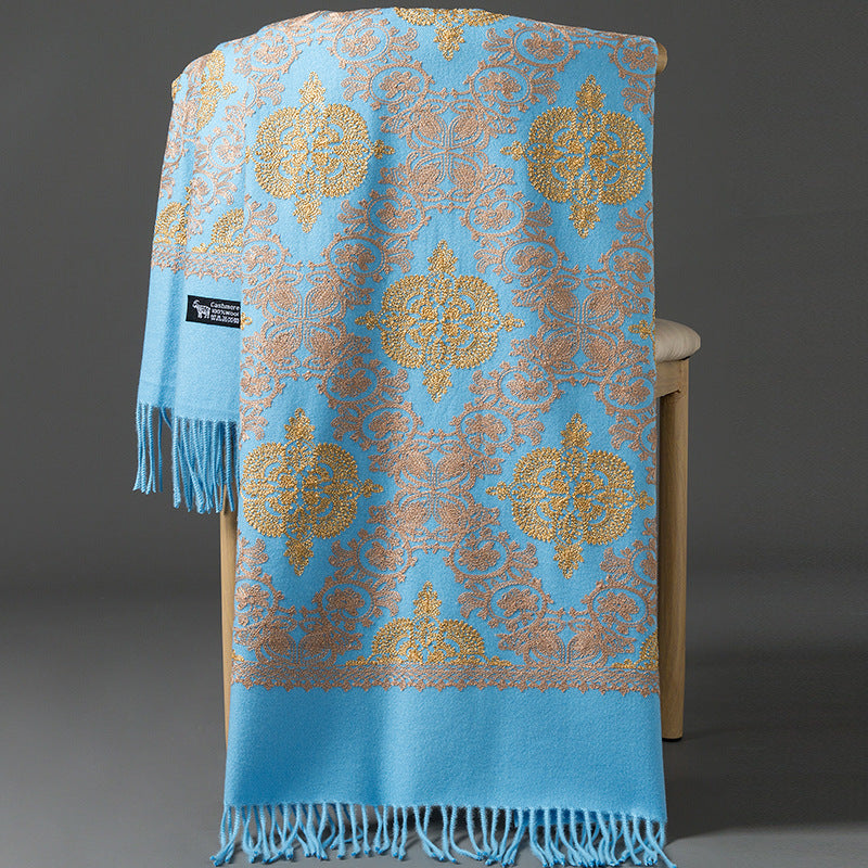 Bestickter Schal aus Kaschmirimitat – Bild 4 | LuxeStyle