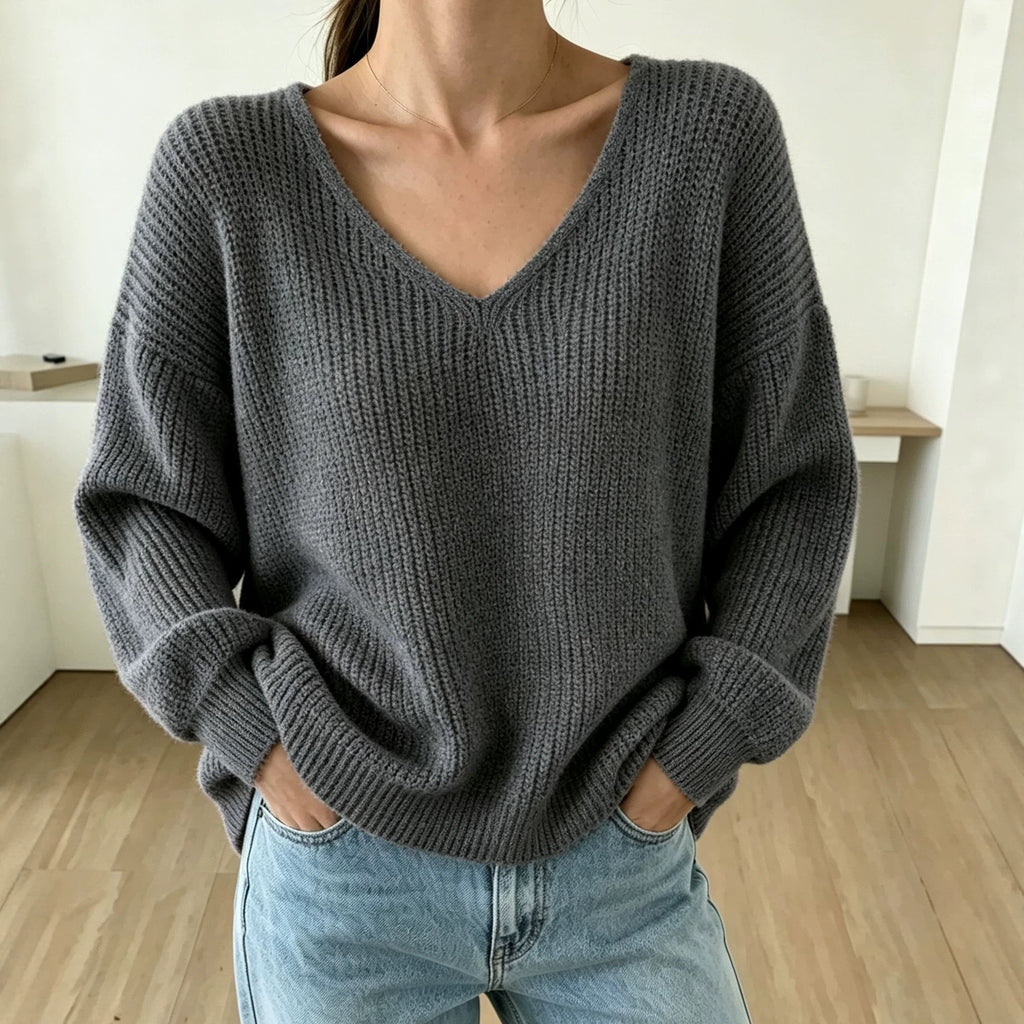 V-Neck Pullover Sweater für Damen