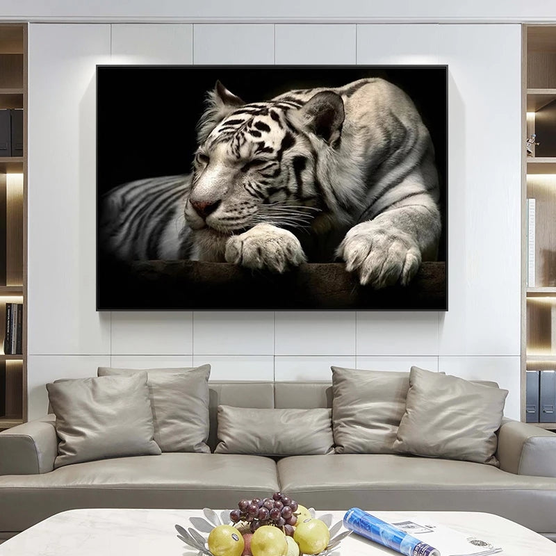 Leinwandbild Tigerkopf Schwarz-Weiss – Bild 4 | LuxeStyle