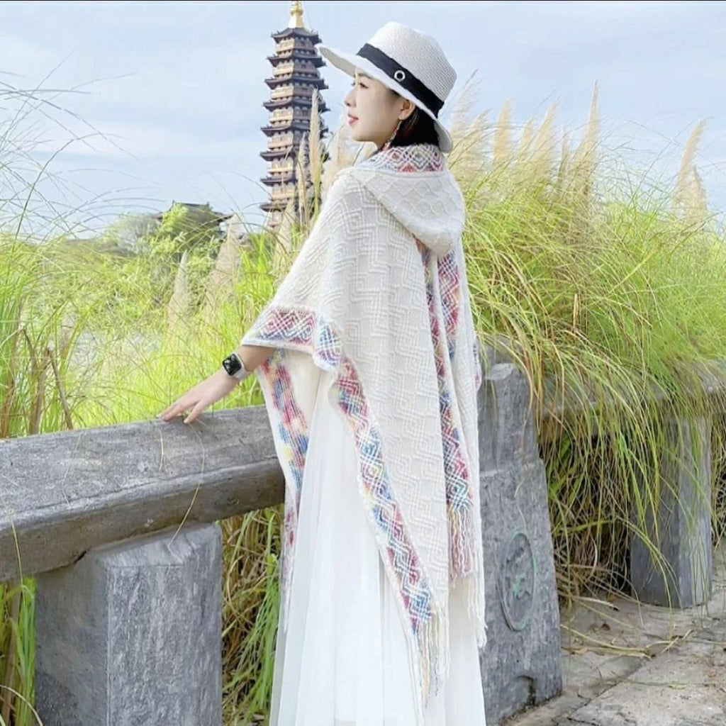 Kapuzenschal im Ethno-Stil für Damen – Bild 8 | LuxeStyle
