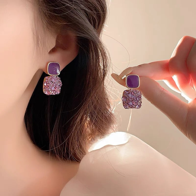 Ohrringe «Korean Style Flower» mit lila Strass – Ansicht 4