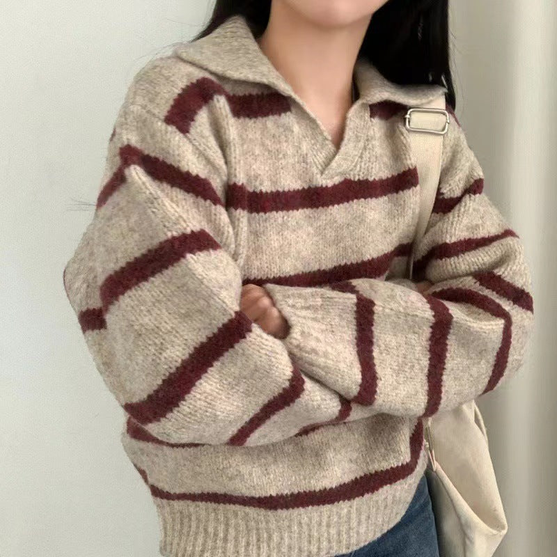 V-Ausschnitt Strickpullover für Damen