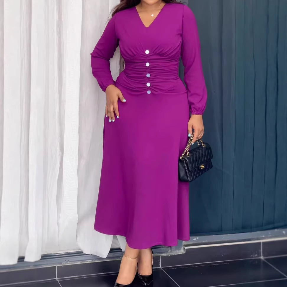 Elegantes A-Linien Kleid mit langen Ärmeln – Bild 5 | LuxeStyle