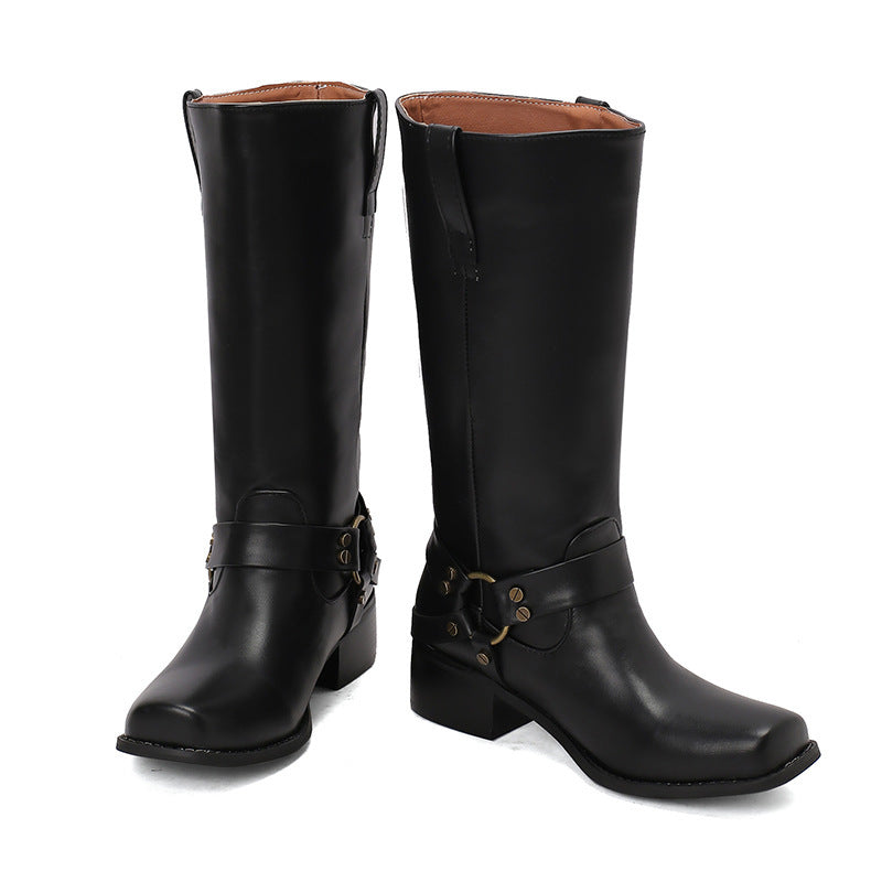 Denim-Stiefeletten mit eckiger Spitze