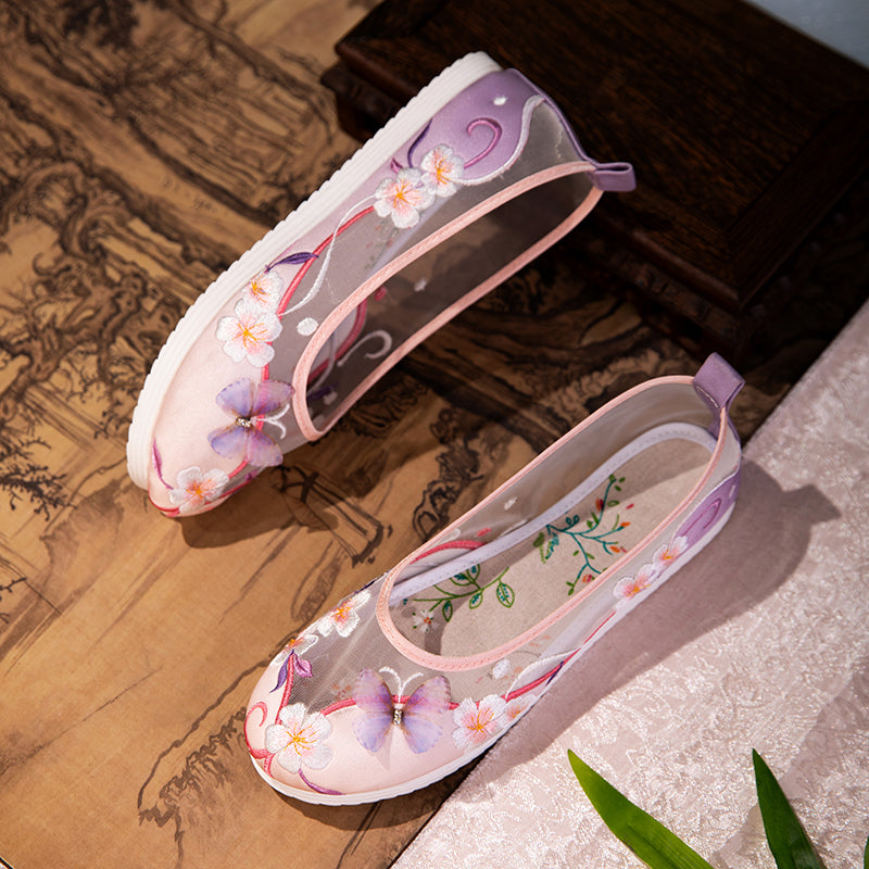 Atmungsaktive Mesh-Ballerinas mit Schmetterling