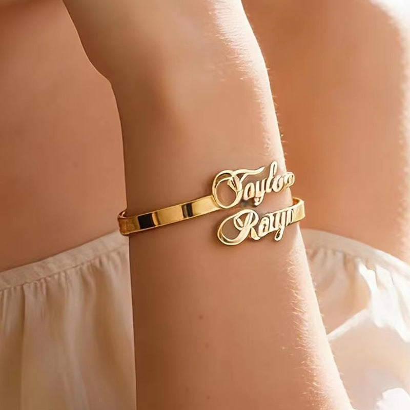 Doppelnamen-Armband aus Edelstahl