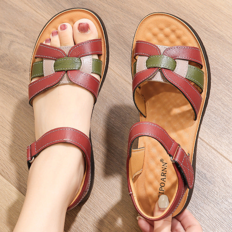 Bequeme Leder-Flats mit Klettverschluss