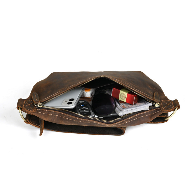 Brusttasche aus Vollleder, dunkelbraun – Ansicht 3