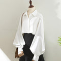 Damen Bluse mit Laternenärmeln & Revers – Bild 1 | LuxeStyle