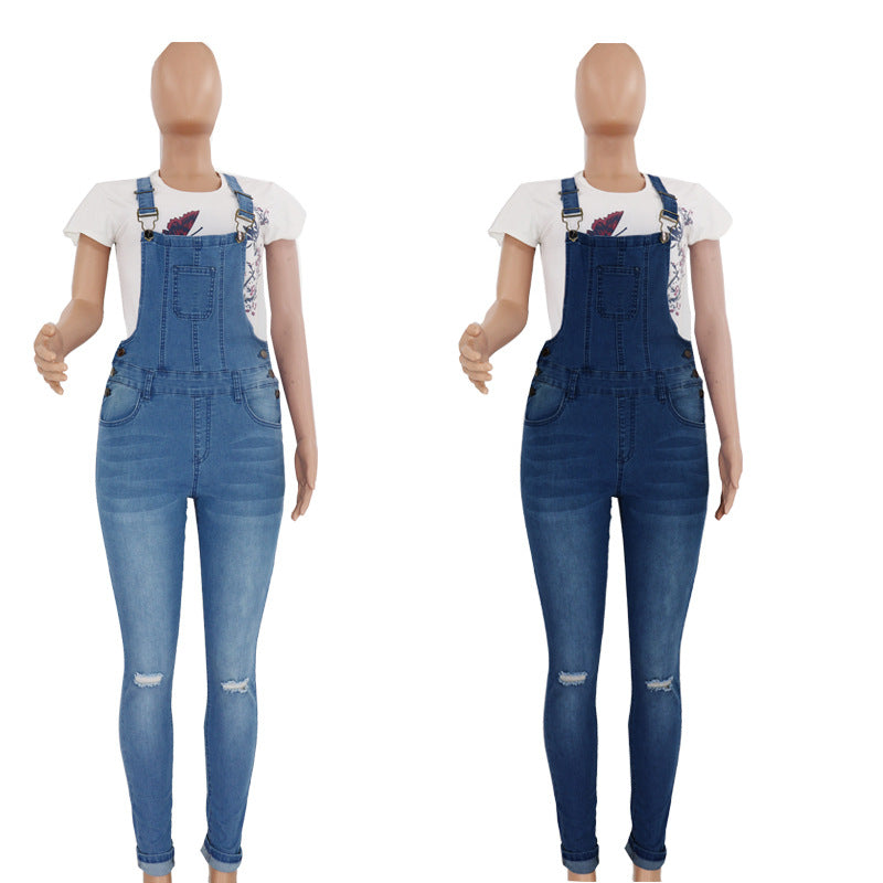 High-Stretch Denim-Overall mit Rissen – Ansicht 3