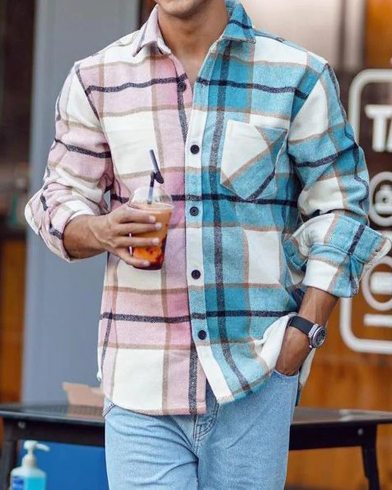 Herren Cardigan mit Digitaldruck und Farbblock