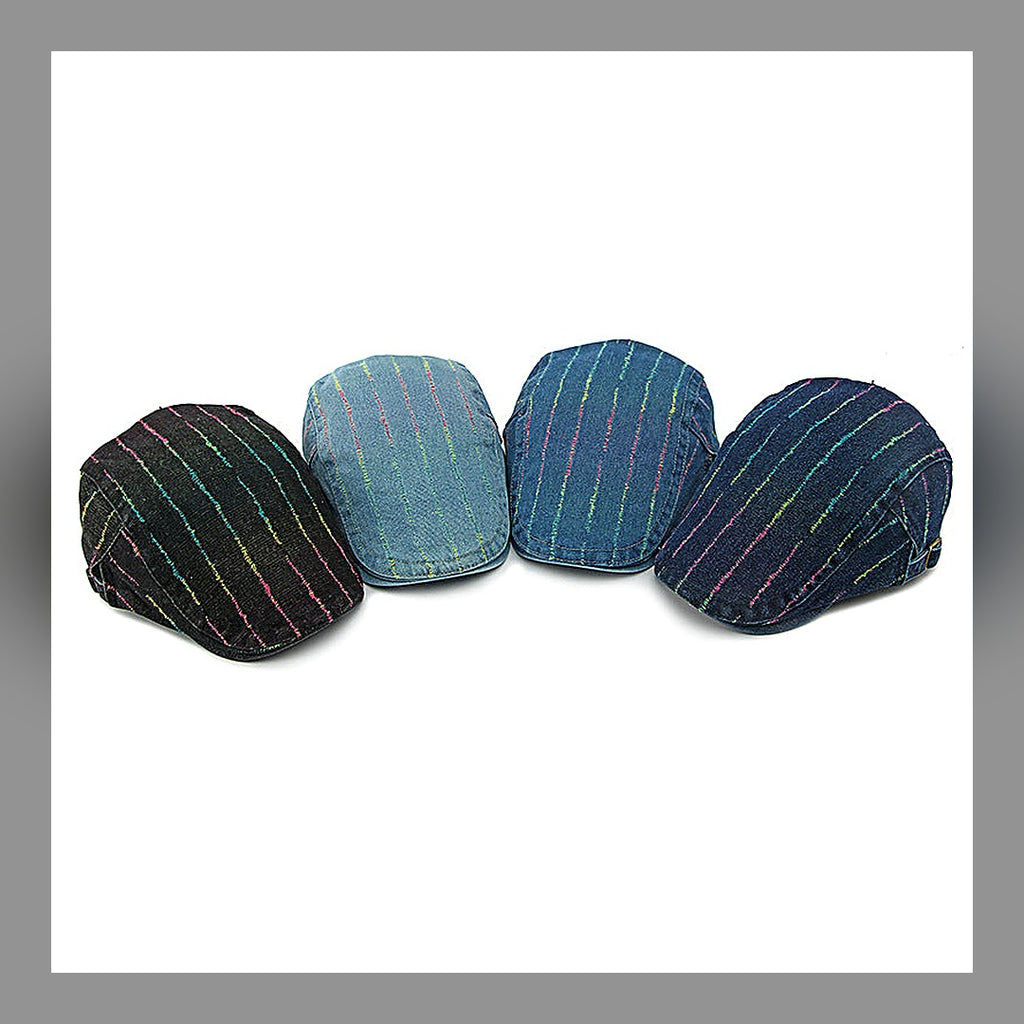 LuxeStyle-Edit · Baskenmütze «Riviera» · Denim mit Farbstreifen (Unisex)