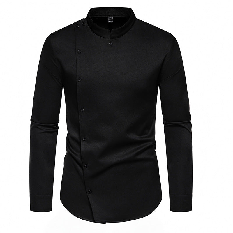 Herren Langarmhemd mit Stehkragen – Bild 6 | LuxeStyle