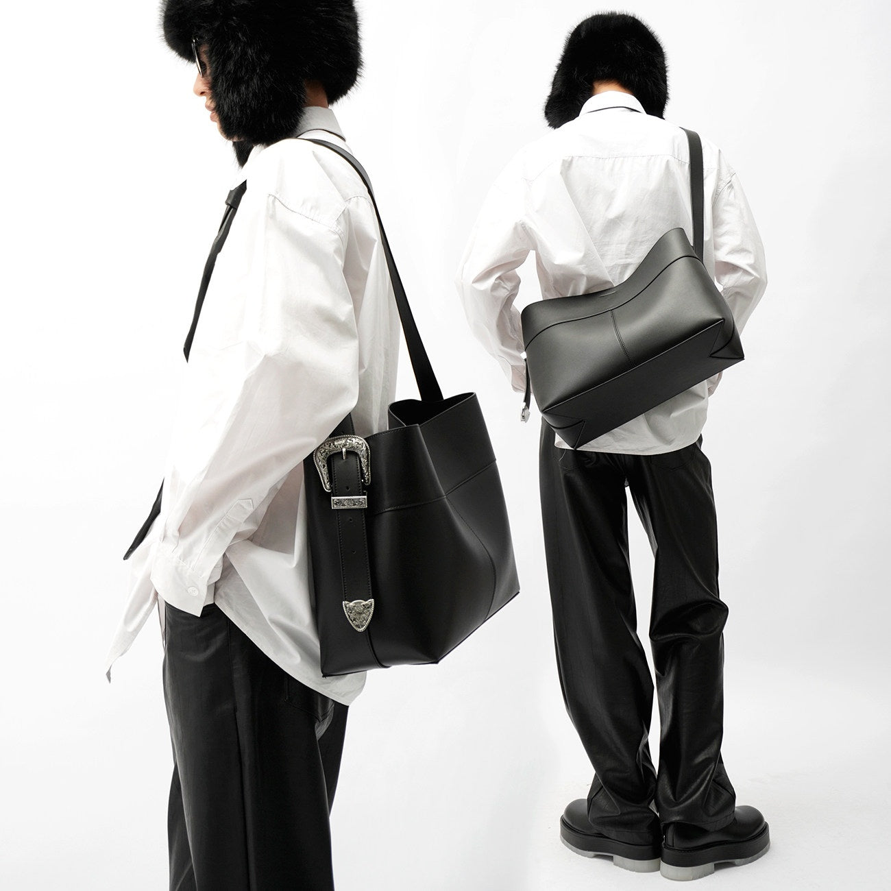 Grosse silberne Tasche für Herren
