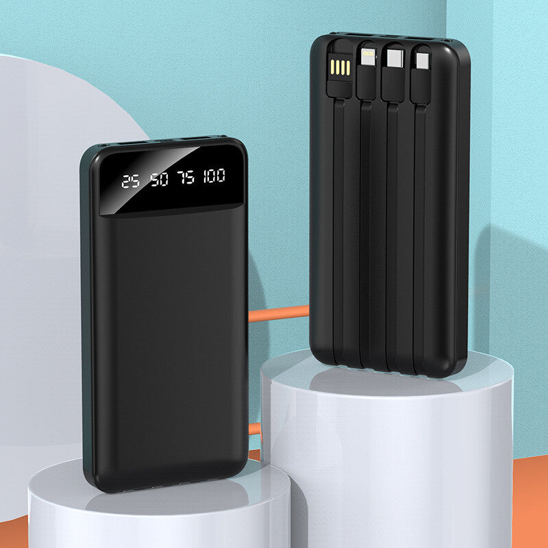 XXL-Powerbank mit 4 USB-Ports & 3 integrierten Ladekabeln