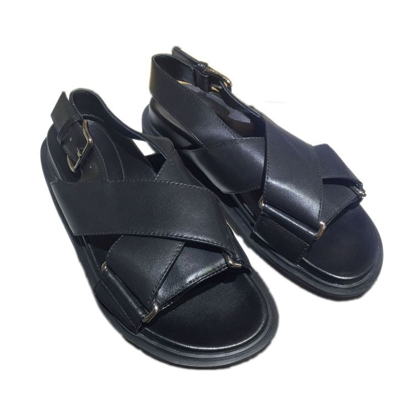 Axige Leder-Plattformschuhe Romantische Sandalen