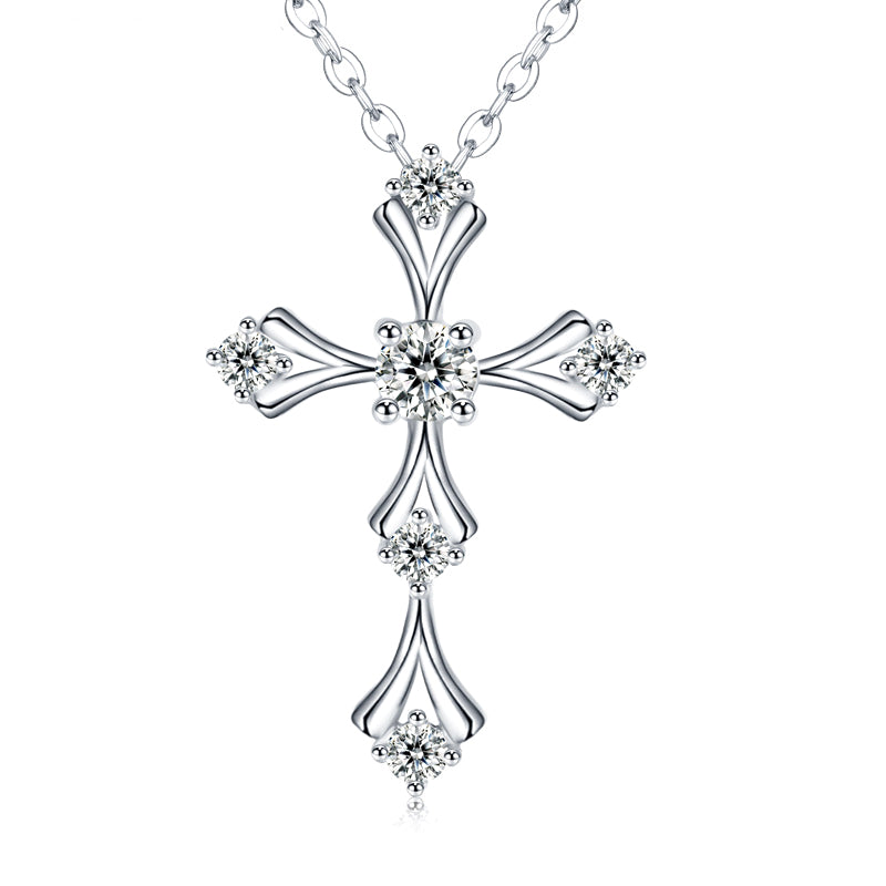 Sterlingsilber Kreuzanhänger mit Moissanit